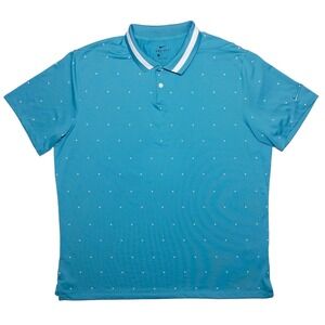 NIKE Golf Performance Polo Shirt BQ6856 Teal Blue Triangles All Over XL